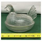Clear Textured Indiana Glass Hen on Nest