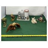 Eagle Figurines with Ceramic Lighthouse