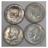 4  1968 Kennedy Half Dollars