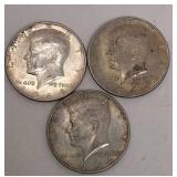 3 1964 Kennedy Half Dollars