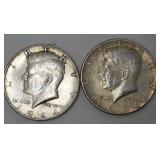 Two 1964 Kennedy Half Dollars