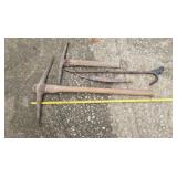 Pickaxe with Wooden Handle, Crowbar