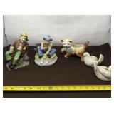 Doves, Cat and Men Figurines
