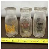 Three Half Pint Glass Milk Jars
