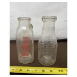 Schumacher and Meadow Gold Glass Milk Jars