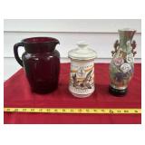 Flower Case Pitcher and Ducks Unlimited Decanter