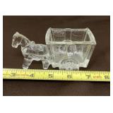Jeanette Glass Horse Pulling Cart Candy Dish