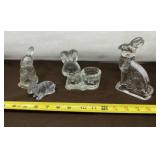 Vintage Clear Glass Bunny Figurines