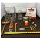 Wood Gavel, Old Ford Emblem, Wire Basket and All