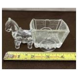 Jeanette Glass Horse with Cart Candy Dish 1940ï¿½s