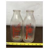 One quart City Dairy and Nokomis Dairy Glass Jars