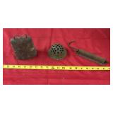 Spring Balance Scale, Strainer and Cow Bell