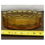 Fostoria Amber Glass Oval Bowl with Coin Pattern