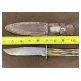 Fixed Blade Hunting Knife with Leather Sheaf