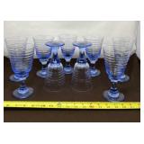 9 Libbey Sirrus Blue Wine Glasses
