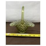 Fenton Colonial Green Hobnail Basket