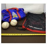 Under Armor and Sports Pages Bags with Softballs