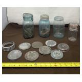 Blue Ball Canning Jars and Lids with White Jar