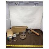 Insect Sprayer, Salt & Pepper Shakers, Wood Box