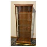 Wood Curio Cabinet with Crown Molding Top Piece
