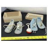 Vintage Baby Shoes and Rattle