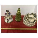 Snowman Snow Globe Music Box Non Working, Glass