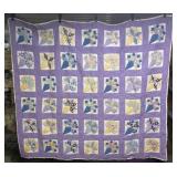 Homemade Geometric Patchwork Quilt In Purple And