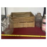 Wood Crate with Bottle and Jar