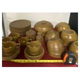 Mustard Yellow Glazed bowls, Sugar Dish, Cups
