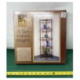 New in Box 5 Tier Wood Corner Shelf