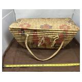 Wicker Woven Basket with Top and a Broken Handle