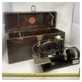Wilcox & Gibbs Sewing  Machine and Wood Case