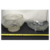 Glass Fruit Punch Bowl and Footed Fruit Glass