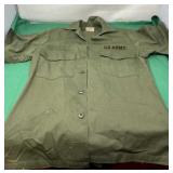 Olive Green US Army Fatigue Shirt Size 14.5