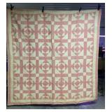 Homemade Pink And Cream Geometric Quilt