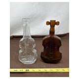 Amber Glass Violin or Cello Figural Bottle