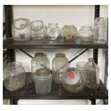 Glass Jars and Canisters Some with Lids