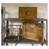 Metal Crate, Wood Drawer and Wood Crate