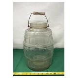 Clear Glass Barrel Form Pickle Jar with Handle