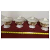 Four White Porcelain Lamp Globes with Floral