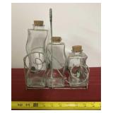 Glass Canisters with Cork Lids in Bin