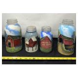 Ball Jars with Painted Scenes One says Oblong,