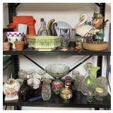 Contents of Two Shelves of Glassware and Vases