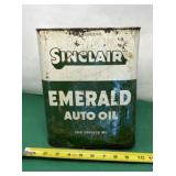 2 Gallon Sinclair Emerald Auto Oil Metal Can