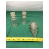Glass Ink Well and Glass Apothecary Bottles