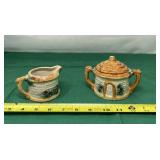 Cottage Ware Japan Lidded Sugar Bowl and Creamer