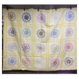 Homemade Sashed Grid of Multicolored Star Blocks