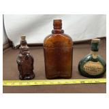 Vintage Amber and Green Glass Bottles