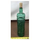 Emerald Green Embossed Glass Bottle