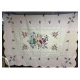 Homemade Floral Center Scalloped Edge Quilt